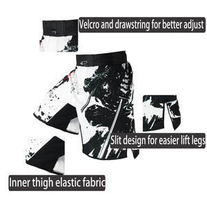Shorts MMA personnalisés unisexes en gros, shorts de grappling par sublimation, arts martiaux, polyester extensible dans quatre directions, usine OEM - Product Image 4