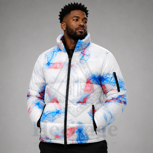Blouson matelassé personnalisé pour homme, style Maçonnique Héritage, sublimation, col rabattu, blocs de couleur, streetwear élégant, vêtement d'extérieur hiver - Product Image 2