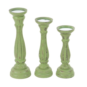 Luxurious Wooden Green 3 Pcs <b>Candle</b> Stand Set Elegant Decorative <b>Candle</b> Holders for Home Wedding Party Christmas at <b>Cheap</b> Price - Product Image 2