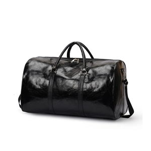 Sac de voyage en cuir véritable grande capacité pour hommes et femmes, en cuir de vachette souple noir, motif lettres décontracté, avec serrure, grand sac de week-end - Product Image 5