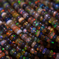 Perles d'Opale Noire Éthiopienne 100% Naturelle Grade AAA, 3mm-5mm, Trou de Perçage de 0.40mm, Rondelle Lisse, Pierre de Naissance d'Octobre, Gemmes Hasnain pour