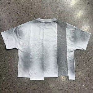 Oversized Cotton Splicing Cropped t <b>Shirt</b> Manufacturer DTG Printing Heavyweight Panel Tee Irregular <b>Patchwork</b> T <b>Shirt</b> For Men - Product Image 2