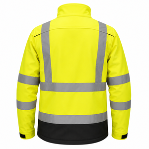 <b>High</b> Quality Men's Winter Construction <b>Jacket</b> Full Zip <b>High</b> <b>Visibility</b> Reflective Safety <b>Softshell</b> Coat Custom Brand Reflective - Product Image 2
