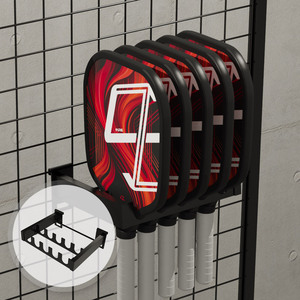 Indoor Sport Store Use <b>Metal</b> <b>Grid</b> Wall Panel Pickleball Paddle Rack Holder - Product Image 1