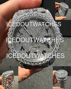 Montre mécanique automatique en acier inoxydable avec boîtier et bracelet en moissanite ronds, étanche 10 bars, fermoir bracelet - Product Image 2