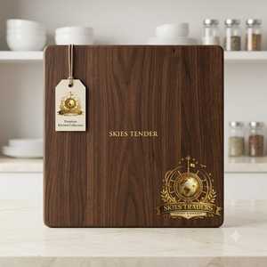 Tabla de Cortar de Madera de Nogal Sólido con Logotipo Personalizado, Tabla de Cortar Cuadrada Gruesa de Madera, Tabla de Cocina Premium - Product Image 1