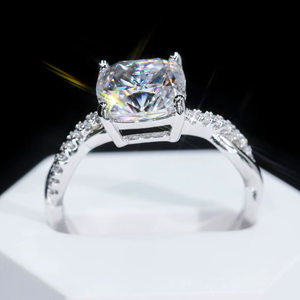 925 Sterling Silver Engagement Band Radiant Cut 3 Carats Vvs Moissanite Main Diamond Women Wedding <b>Finger</b> <b>Rings</b> - Product Image 3