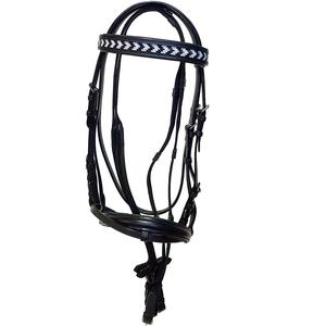 Bridas de cuero para montar a caballo para exteriores con logotipo personalizado, brida elegante con tocado de diseño y banda para la nariz - Product Image 1