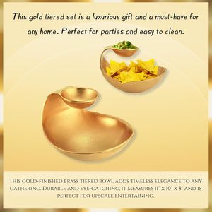 Luxury Gold Snack Serving Bowl with Dip Holder | 2-in-1 Chip & Dip Bowl | Metal Serving Dish | Party Serving Set | Ramadan <b>Eid</b> - Product Image 3