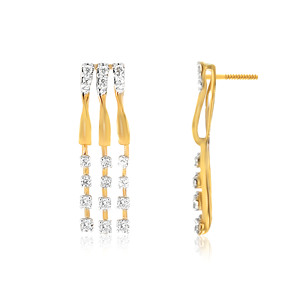 Yellow Gold Princess Cut <b>Diamond</b> <b>Earrings</b> Luxury <b>Dangle</b> Jewelry for Women Wedding Fine Jewelry - Product Image 3