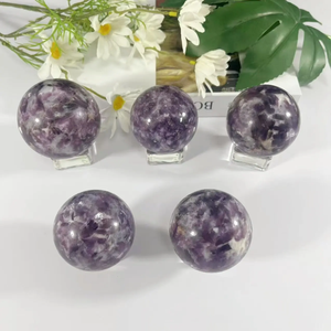 Natural Amethyst <b>Crystal</b> <b>Sphere</b> Polished Stone Ball with Wooden Stand Ruhi Agate Gujarat Home Decor Feng Shui Meditation Gift - Product Image 5