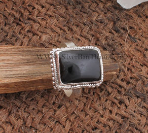 Natural Black Onyx Rectangle <b>Ring</b> 925 Sterling Silver Emerald Cut Jade <b>Statement</b> <b>Ring</b> Handmade Artisan Band <b>for</b> <b>Women</b> Wholesale - Product Image 3