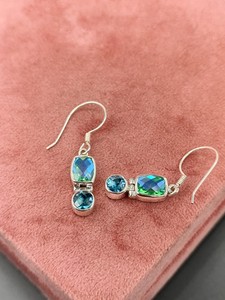 Pendientes de Cristal Verde Caribeño con Cuarzo Arcoíris, Elegantes Pendientes de Plata con Piedras Preciosas, Regalo de Joyería para Mujer - Product Image 1