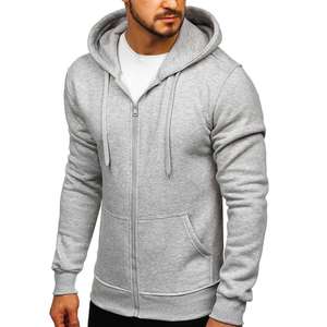 Sudadera con capucha y cremallera para hombre, bordada, con cierre de doble panel, 100% algodón, forro interior suave de punto, ajustable frontalmente, estilo casual urbano. - Product Image 2
