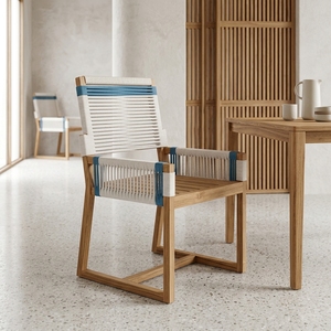 Silla de Comedor Moderna para Exteriores en Madera de Teca Sólida y Tejido de Cuerda Sin Cojín de KAG Furniture - Product Image 3