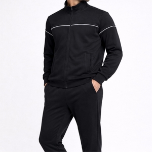 Men Black Athletic <b>Tracksuit</b> Premium Sportswear Modern Activewear Comfortable Daily Wear Winter Relaxed Fit <b>Tracksuit</b> - Product Image 3