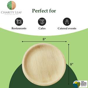 Piatto Rotondo Usa e Getta da 8 Pollici Realizzato in Foglia di Palma Naturale - Product Image 5