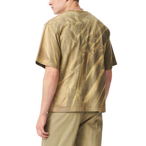 Nuevas Camisetas Formales de Hombre de Moda, 100% Poliéster, Antiarrugas, de Sarga, con Cuello Mao, Efecto Desgastado por el Sol, Diseño Tie-Dye Oversize, ODM - Product Image 5