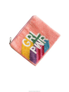 Bolso de Mano Tipo Clutch GRL PWR, Multicolor, con Cuentas Bordadas, Eslogan Personalizado, Diseño de Diseñador, para Fiestas Nocturnas, Portátil, para Mujeres y Niñas - Product Image 5
