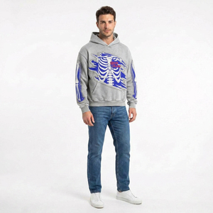 Sudadera con Capucha Oversize Vintage de Invierno para Hombre, Estilo Streetwear, con Lavado Ácido, Cubre Rostro, Forro Polar de Algodón, Estampado Puff y Letras Personalizadas (ODM) - Product Image 5