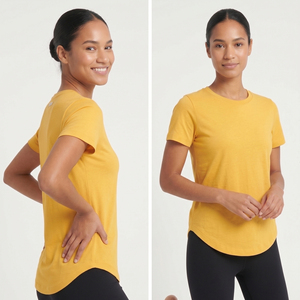T-shirts de sport pour femme à ourlet incurvé, coupe ajustée, séchage rapide et respirants - Product Image 4