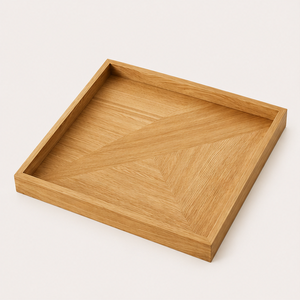 Modern Minimalist Square Oak Wood Serving Tray For Coffee Table Nordic Style Natural Hardwood Decorative Organizer For <b>Home</b> Use - Product Image 1