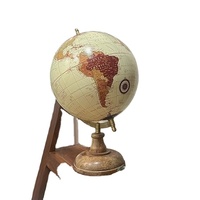 Globe terrestre décoratif artisanal éducatif nautique avec base en bois et arc en métal lourd - 10 pouces - Décoration d'intérieur - Cadeau