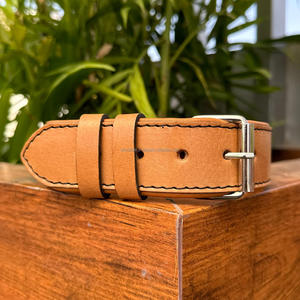 Vente en gros de colliers de chien en cuir tressé personnalisés fabriqués à la main de luxe colliers rembourrés en cuir véritable pour animaux de compagnie - Product Image 4