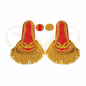 Epaulette Marching Band Hombreras con Flecos en Seda Rojo Respaldo con gancho para colgar el Hombro - Product Image 4