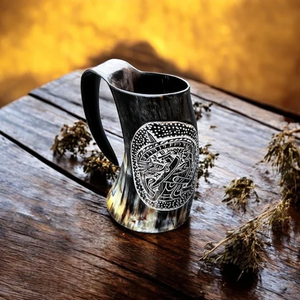 Tazas de Cuerno de Búfalo Hechas a Mano, Impermeables, con Asa Larga, Diseño Tallado, Decoración para Fiestas Navideñas - Product Image 4