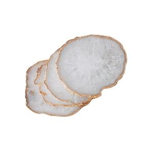 Kitchen & Tabletop Accessories Agate <b>Coaster</b> With <b>Gold</b> Electroplated Agate Slice at Wholesale Price with Premium Quality - Product Image 1