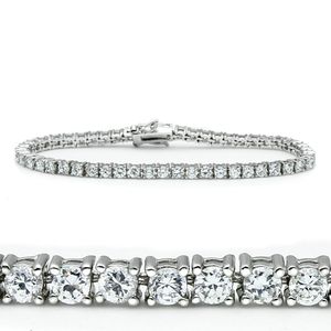 Bracciale in ottone rodiato trasparente 46905 con zirconi cubici di grado AAA e decorazioni a piatti - Product Image 1