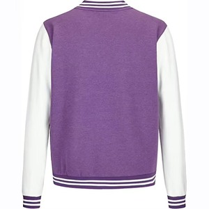 เสื้อแจ็คเก็ตวาร์ซิตี้สีม่วงขาวสำหรับผู้ชาย ทรงปกติ ปกคอพับ ติดกระดุม เหมาะสำหรับใส่ในฤดูใบไม้ร่วง ผลิตจากวัสดุโพลีเอสเตอร์ผสมผ้าฝ้าย - Product Image 2