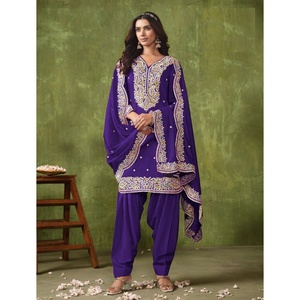Fatema Fashion dernière Designer Georgette fil de soie broderie travail Salwar costume pour femmes Style indien pakistanais Kameez - Product Image 5