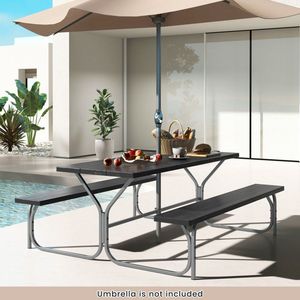 8-Person 6 Feet <b>Picnic</b> <b>Table</b> <b>Bench</b> Set with Durable HDPE Tabletop - Product Image 3