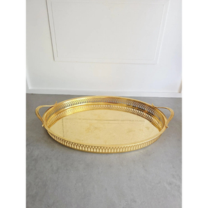 Plateau de service rond en métal plaqué or de qualité supérieure, vaisselle de mariage, centre de table d'hôtel, assiette de présentation, décoration pour la maison et l'hôtel - Product Image 4