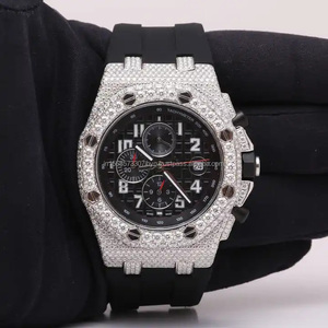 Lunette en acier inoxydable de qualité supérieure avec ceinture en caoutchouc et en cuir Montre de marque de qualité VVS en diamant moissanite de qualité supérieure Grand cadran - Product Image 6