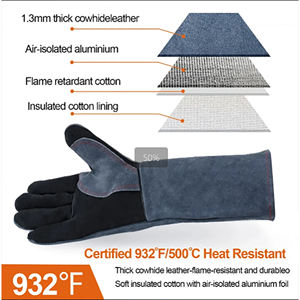 Guantes de Soldadura TIG de 16'' de Cuero Vacuno Extendido, Aislantes y Anti-escaldaduras para Barbacoa, Chimenea y Soldadura MIG - Product Image 3