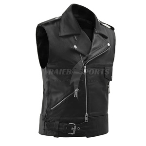 Chaleco de Cuero Casual para Hombre con Cuello Mandarín, Cálido para Invierno, Transpirable, de Alta Calidad, Personalizable con Cierre de Cremallera para Otoño - Product Image 1