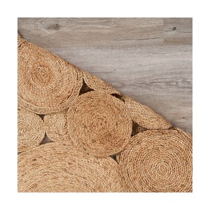 Round Jute Area Rug Handcrafted Bohemian Style Solid Color Living Room Home Use Flat Pile <b>Thin</b> Thickness Spot Clean - Product Image 6