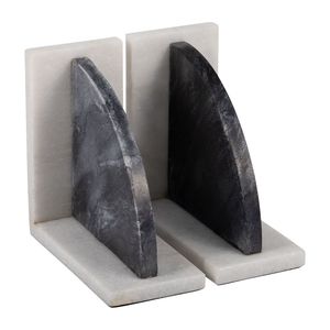 Sujetalibros semicirculares de mármol blanco en oferta, soporte para libros de piedra curvada, sujetalibros de mármol pesado decorativo de lujo, moderno y nuevo. - Product Image 5