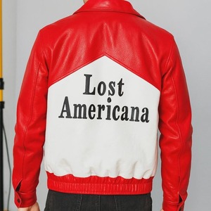 เสื้อแจ็คเก็ต MGK Lost Americana สีแดงและสีขาว ทำจากหนัง  แบบเสื้อวาร์ซิตี้  สั่งตัดพิเศษ - Product Image 3