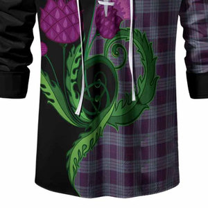 Chemise écossaise en gros à manches longues et à lacets, motif ghillie Jacobite, tartan feuille d'érable Canada avec motif de gazon des prés - Product Image 4