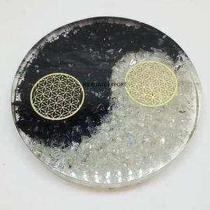 High-Polished Best Selling Rose Quartz Energy Orgone <b>Coaster</b> Religious Mascot Style <b>Agate</b> Pink Healing Gemstone Orgonite Slice - Product Image 3