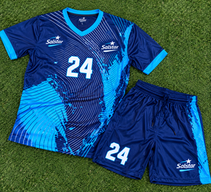 Maillot de football pour homme, bleu, imprimé géométrique sublimé, manches courtes, coupe athlétique, toutes saisons, évacuation de l'humidité, dernier uniforme - Product Image 6