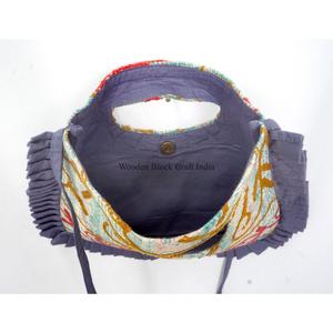 Suzani Embroidery Textile <b>Shoulder</b> Bag With Ruffle With <b>Shoulder</b> <b>Sling</b> Medium Size Button Closure Daily Use - Product Image 3