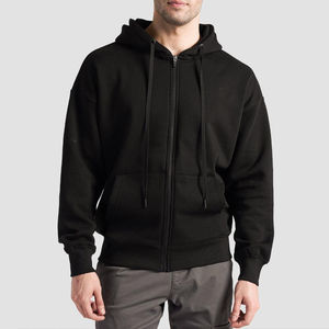 Survêtement homme noir à fermeture éclair intégrale, en molleton épais, ensemble jogging cargo, sweat à capuche personnalisé, streetwear - Product Image 3