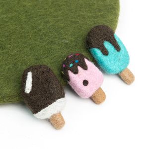 Popsicle de chocolate de fieltro hecho a mano, juguete de comida de simulación, decoración de verano, juguete educativo para niños, venta al por mayor a granel - Product Image 6