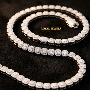 Collier chaîne tennis micro-incrusté, chaîne à maillons, style hip-hop, bijoux en argent avec diamants moissanite pour hommes et femmes - Product Image 4