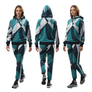 Conjunto Deportivo de Sudadera con Capucha y Pantalones Jogger para Mujer, Sublimado, Transpirable, de Poliéster/Algodón, para Invierno - Product Image 4